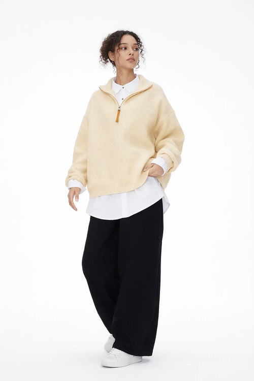 Vintage Half-Zip Knit Sweater for Men