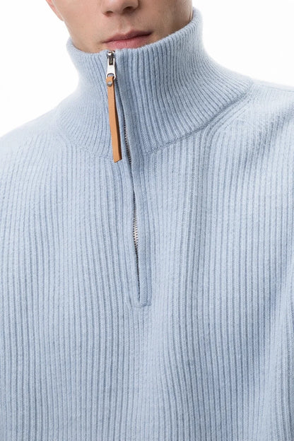 Vintage Half-Zip Knit Sweater for Men