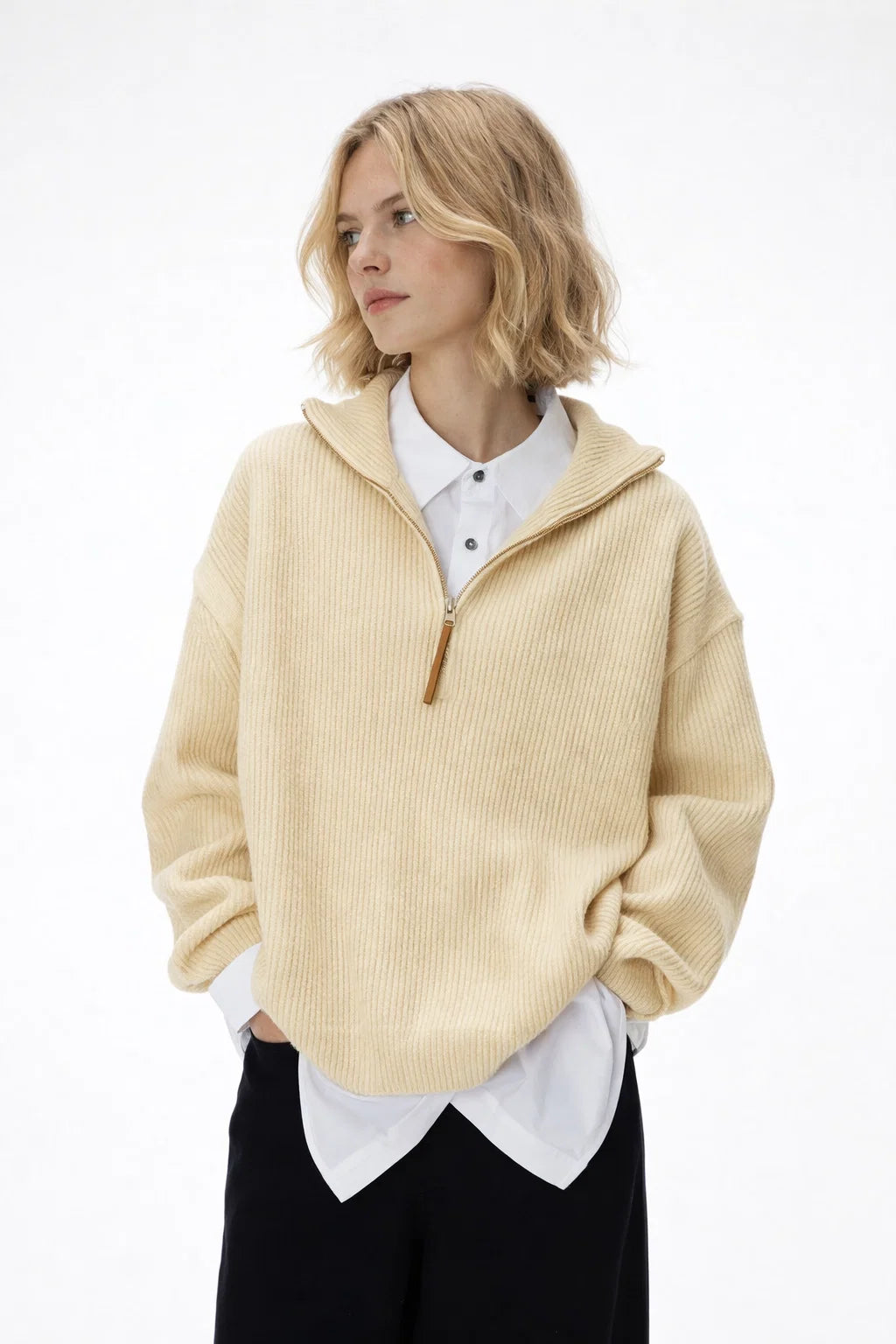 Vintage Half-Zip Knit Sweater for Men