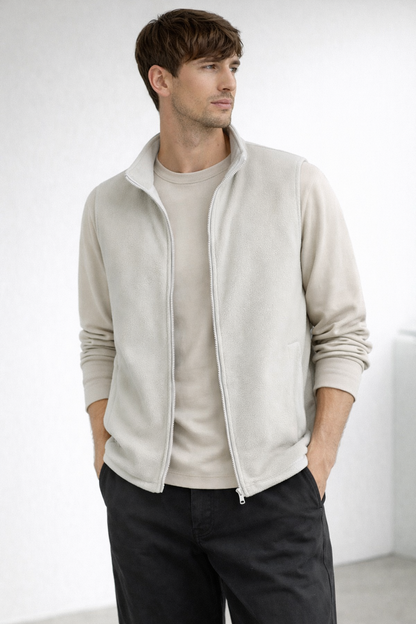 Fleece Zip-Up Vest with Stand Collar