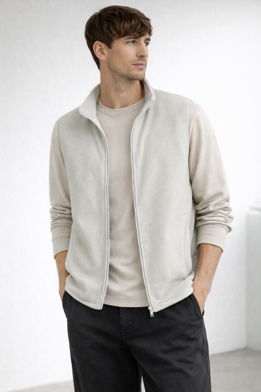 Fleece Zip-Up Vest with Stand Collar