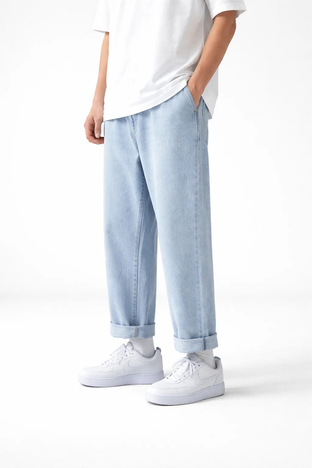 Relaxed Straight-Leg Casual Denim Pants