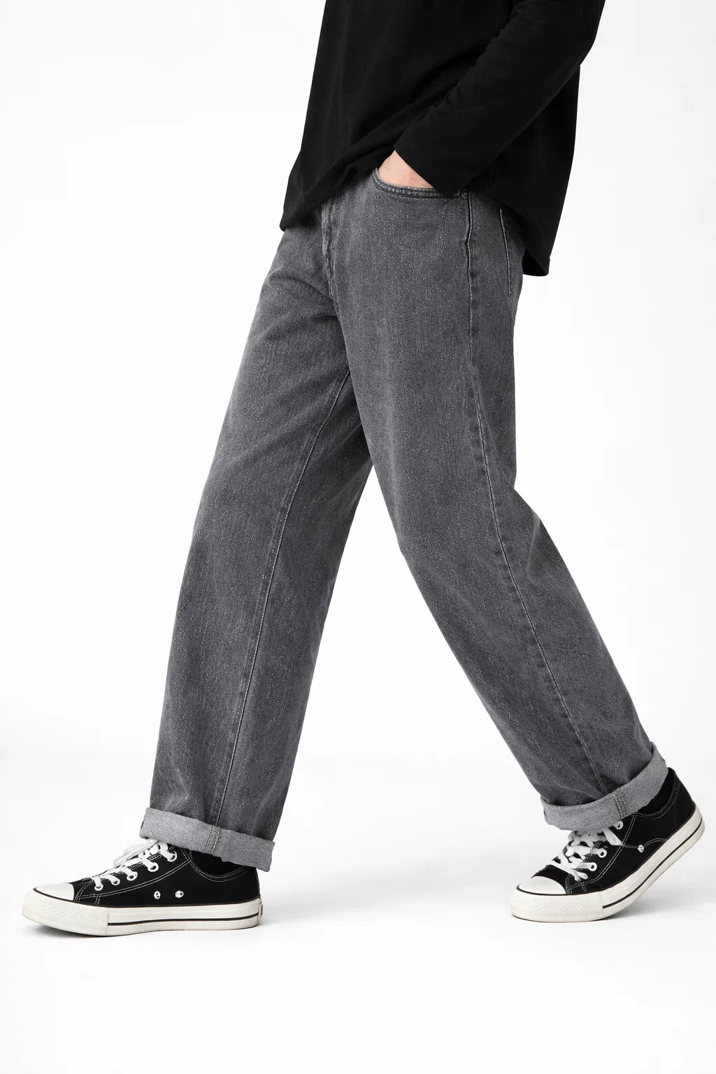 Relaxed Straight-Leg Casual Denim Pants