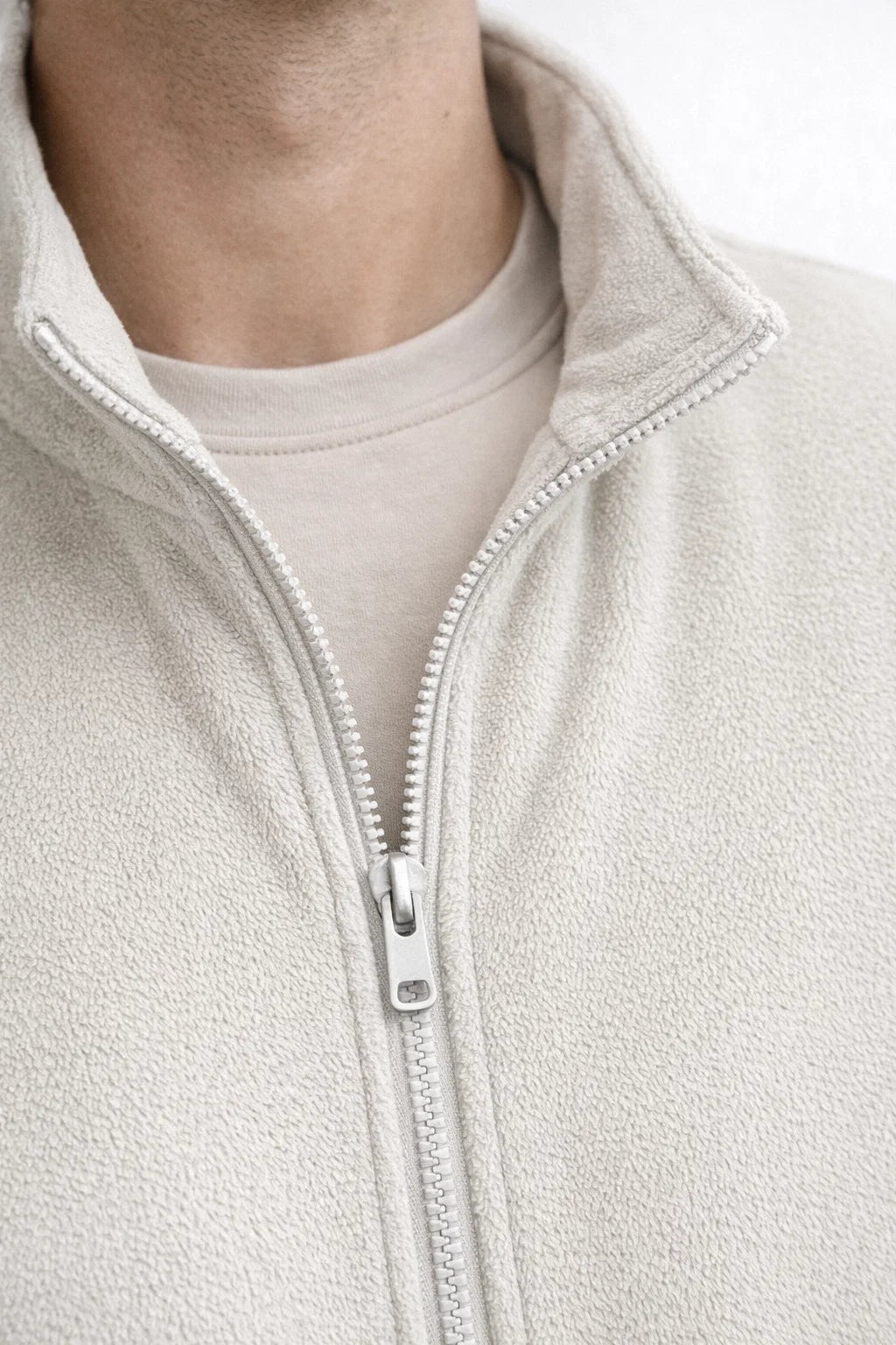 Fleece Zip-Up Vest with Stand Collar